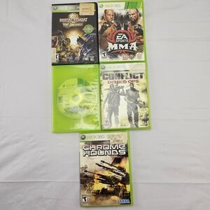 Xbox 360 Game Lot (5) Chrome Hounds, MMA, Conflict Denied Ops, MK vs DC